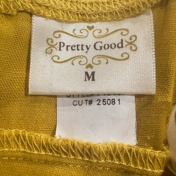 Women’s 100% Linen Bow Front Sundress Small/Medium Mustard Color Spaghetti Strap - Picture 5 of 9